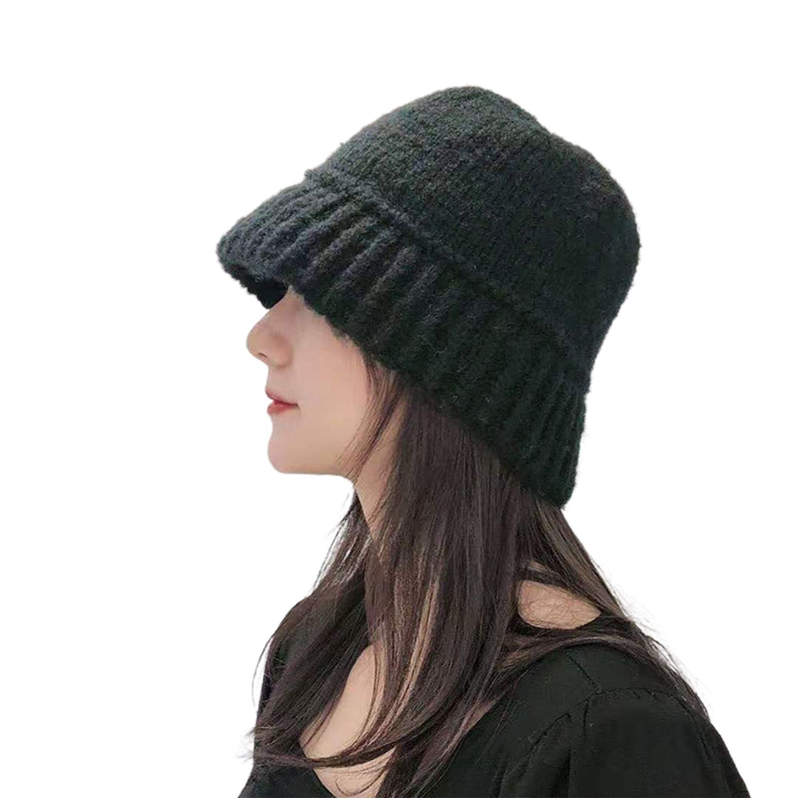 Fisherman Hat Cold Resistant Pure Color Lady Knitted Bucket Hat