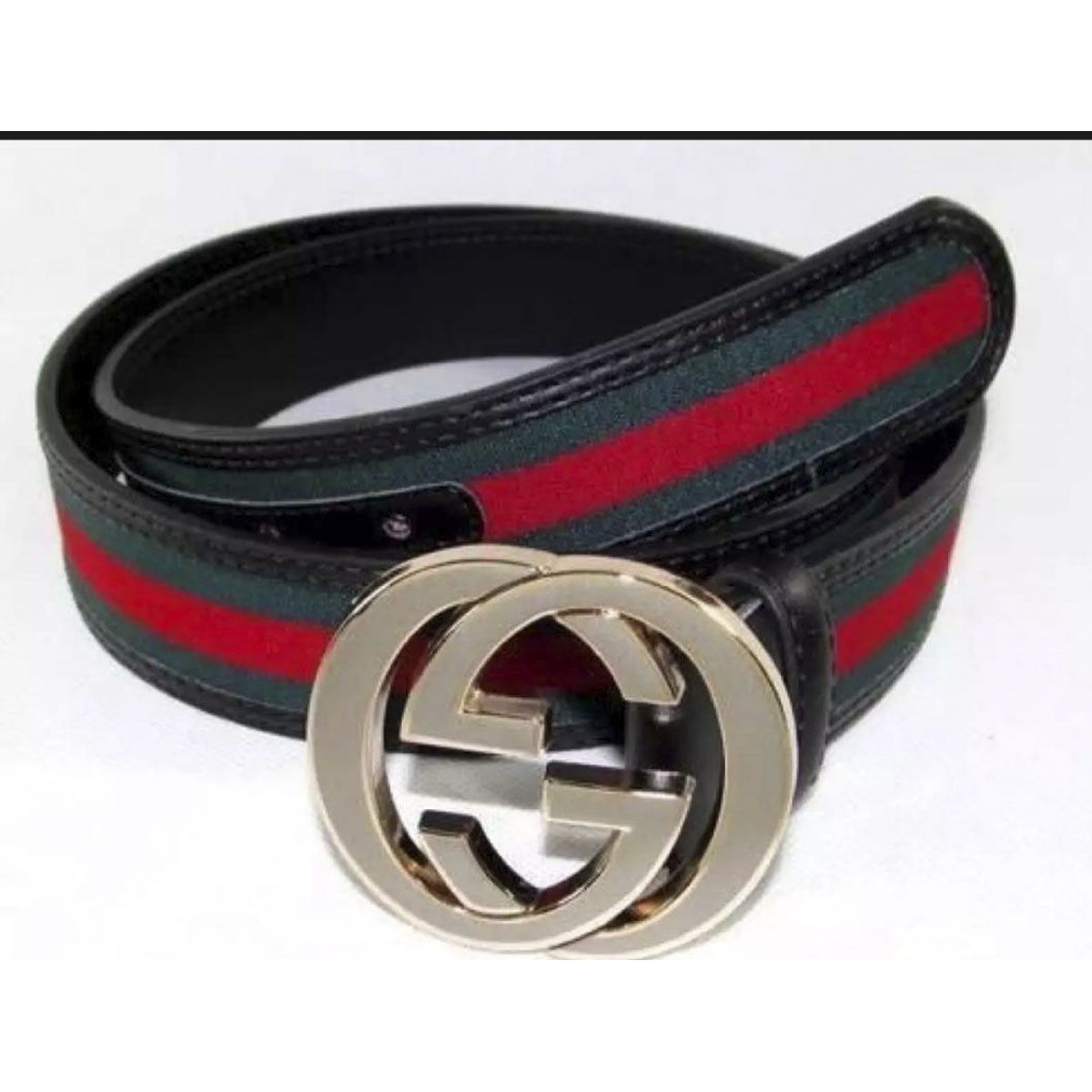 Black & Red Fabric and artificial leather belt