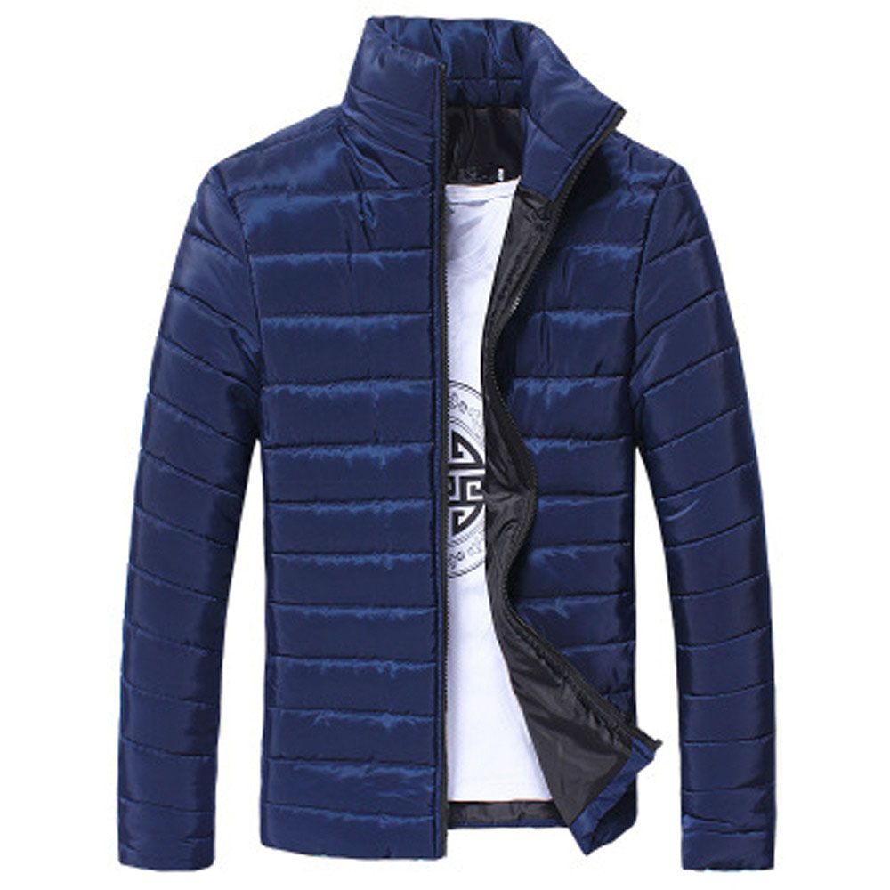 Warm Thick Men Parka Jackets Winter Casual Mens Outwear Coats Solid Stand Collar Male Windbreak Cotton Jacket Outerwear
