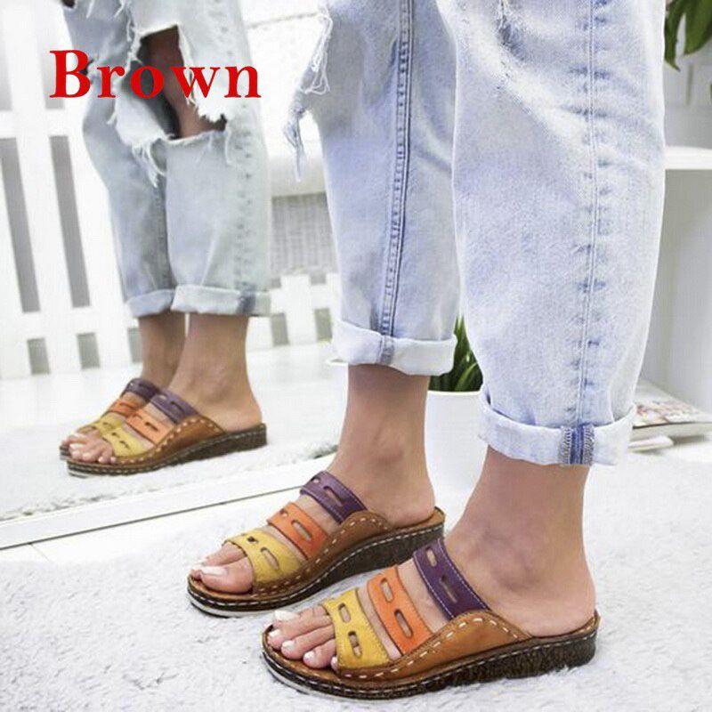 Women's Summer Open Toe Comfy Sandal Premium Orthopedic Low Heels Walking Sandals Toe Corrector Cusion Beach Shoes