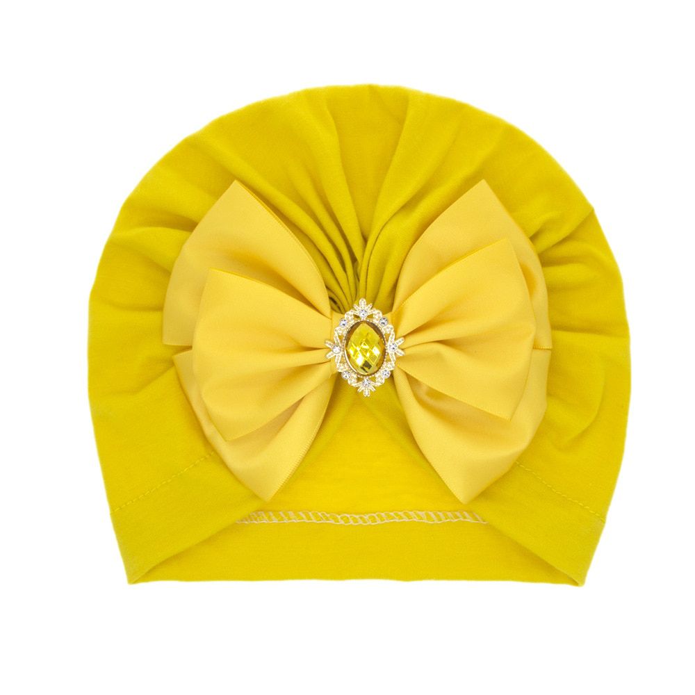 2021 Baby Girl Three Layers Bow Hat Solid Elastic Infant Bonnet  Indian Beanies Newborn Photography Props Tuan Cap