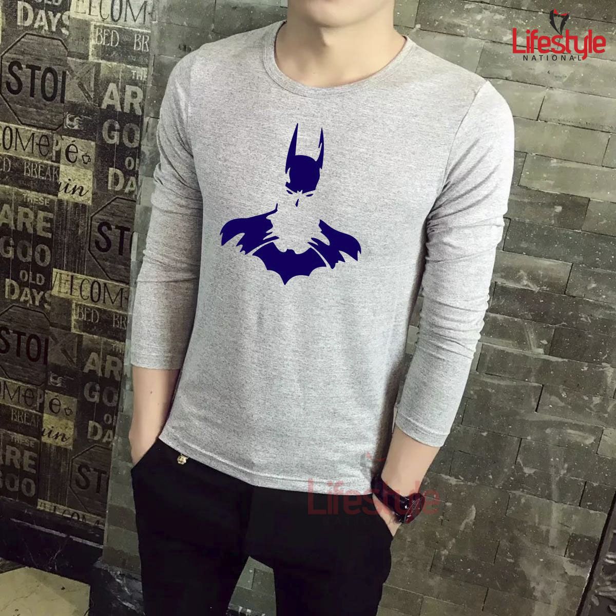 Ash Color Men's Full Sleeve T-Shirt By Lifestyle National- Code- LN4971T