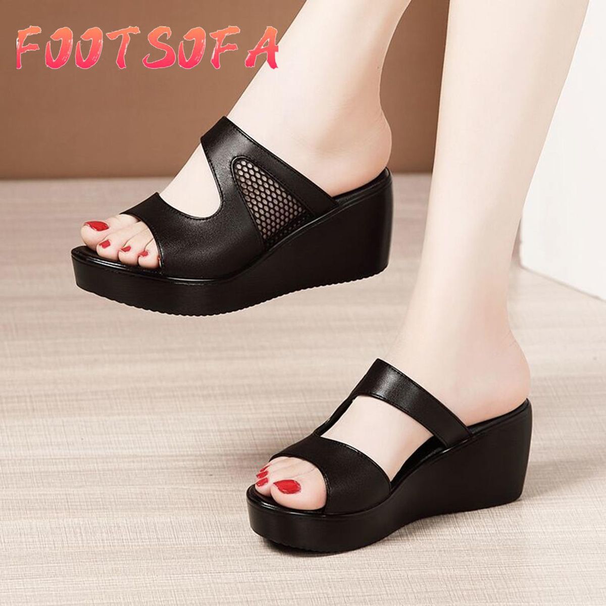 Sandals for Women  platform heel mesh Wedges Slippers selipar wanita Korean Style Summer Fashion Outdoor Casual Womens Slippers 3011