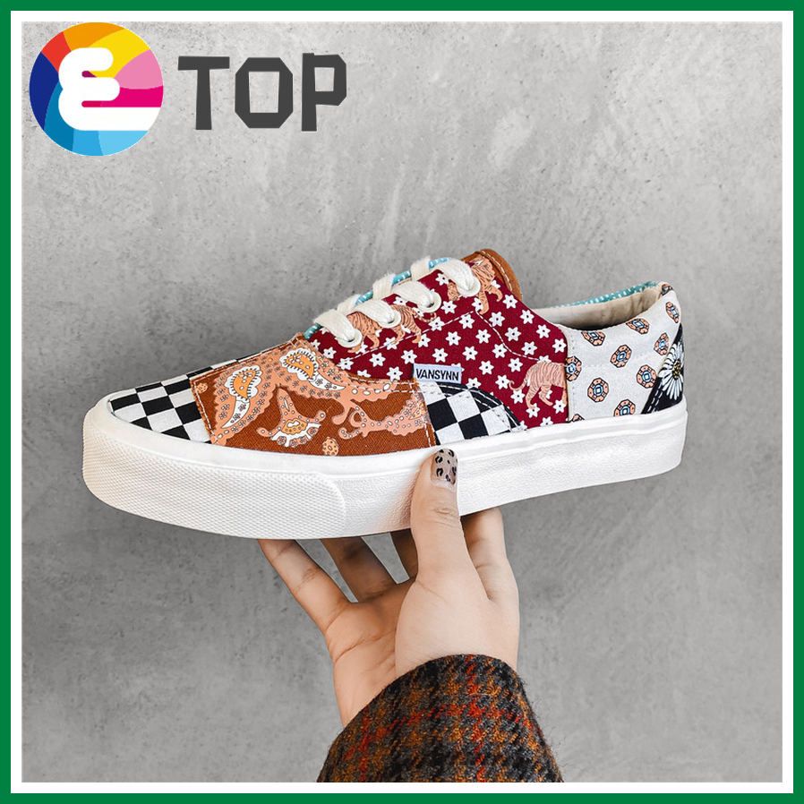 new mosaic cloth skateboard shoes canvas shoes men's shoes