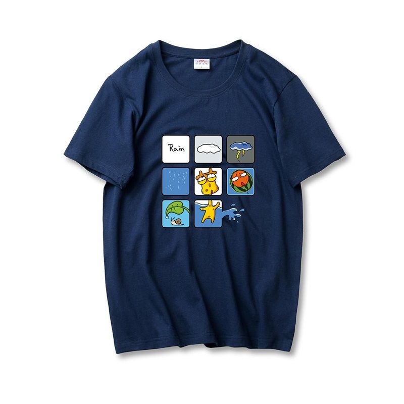 【M-6XL】120KG Can Wear Big Plus Size Oversize 95%Cotton Mens Cartoon Print Short Sleeve T-Shirt Loose Casual Top For Men Summer