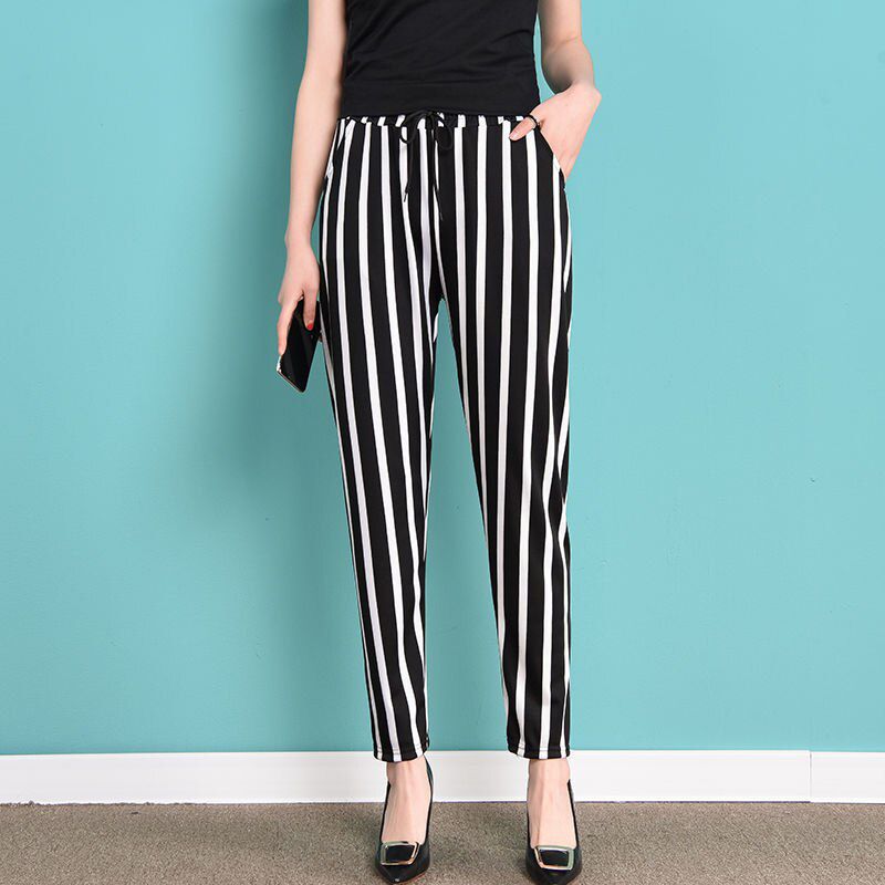Women Pants Spring And Summer High-Waisted Trousers Women's Loose Seventh Ninth Casual Pantalones De Mujer