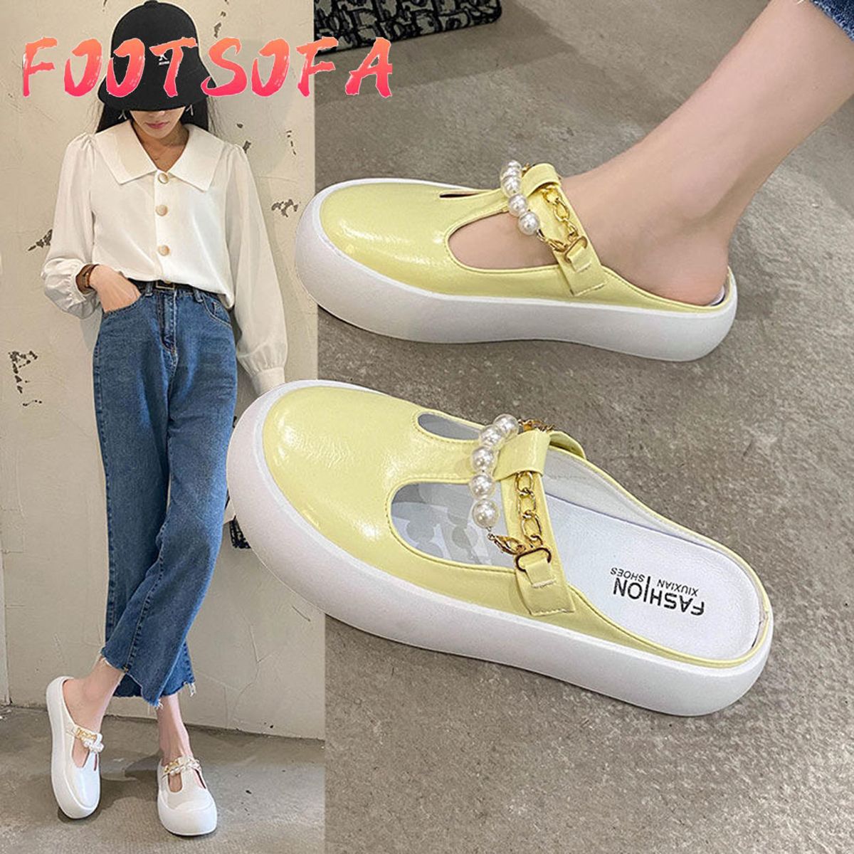 Korea Style Open Heels Slippers For Women Girls Sandals For Women Canvas Shoes Sneakers For Women Teenagers Flat Shoes For Women  052230
