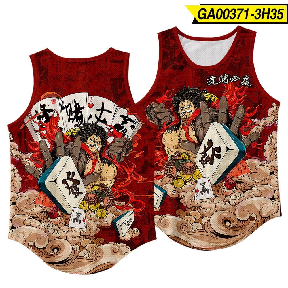Bebovizi Hop Men TaTops Fashion Sleeveless Shirt Jnese Style Print Srtswear Vest Casual Singlet Plus Size Mesh Tops
