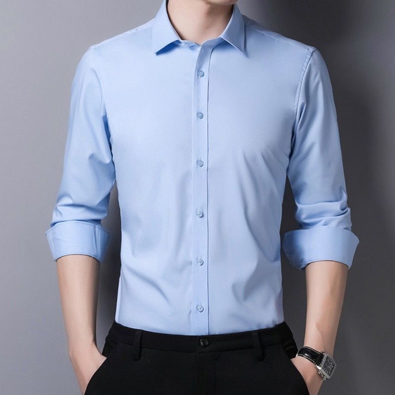 High Quality Men's Business Casual Long Sleeved Shirt White Blue Black Smart Male Social Dress Shirt Plus Size Dropshipping