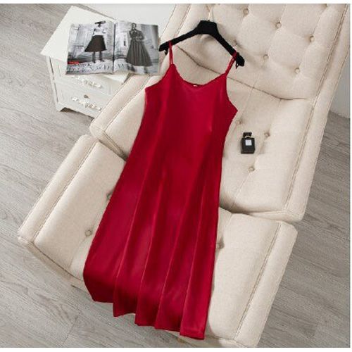 Summer Women Long Satin Slip DressElegant Lady Satin Party Dress Plus Size S-4XL