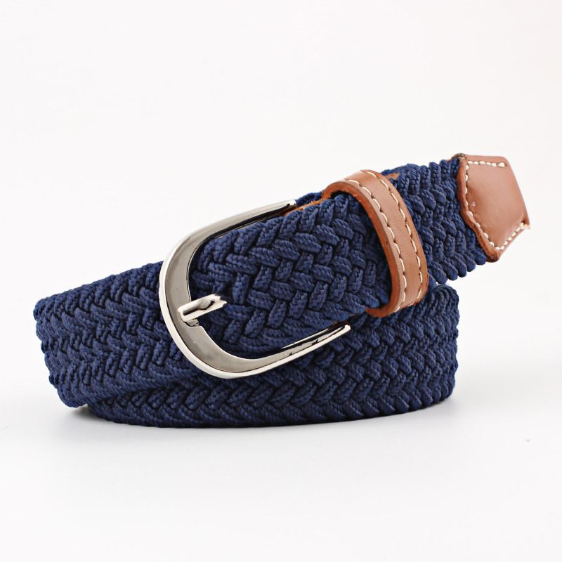 Loldeal 2.5x100cm Men's And Women's Pin Buckle Canvas Belt Canvas Elastic Belt Young Students Woven Canvas Belt
