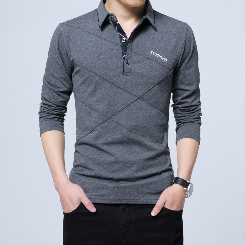 T Shirt Men Long T-shirt Turn-down Stripe Designer T-shirt Slim Fit Loose Casual Cotton T Shirt Male Plus Size