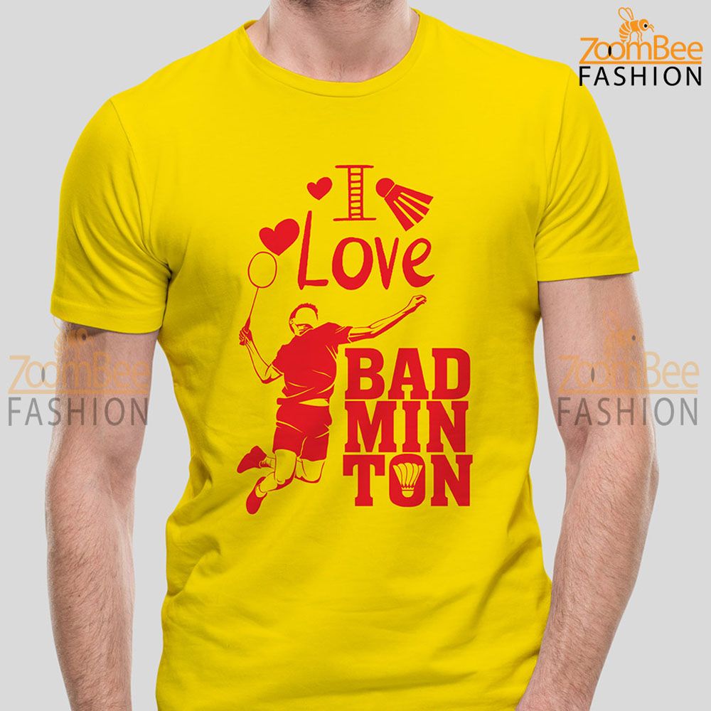 i love badminton t-shirt for men