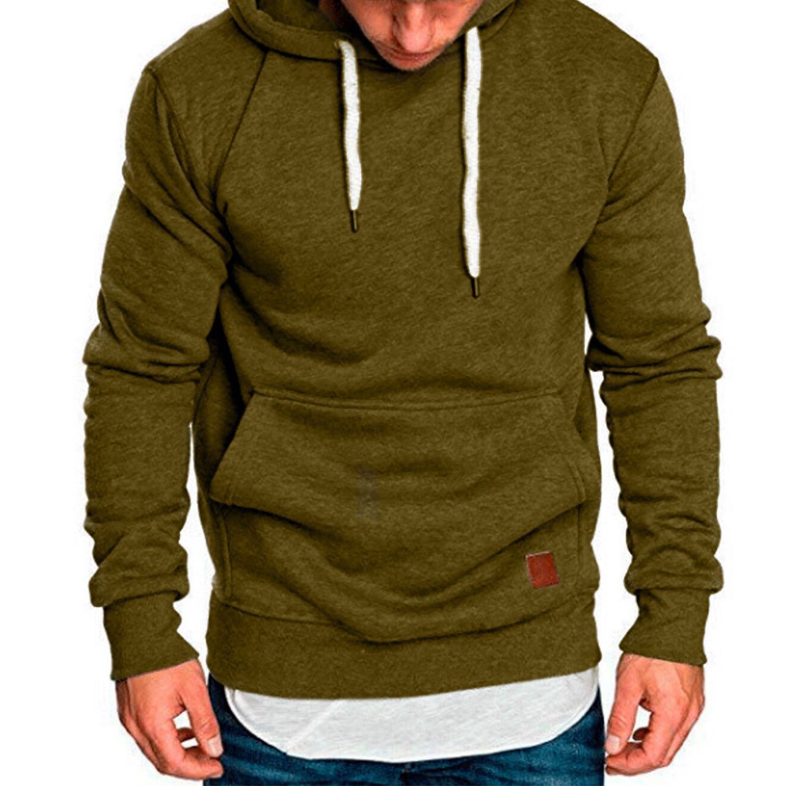 Men Hoodie Hooded Elastic Cuff Men Hoodie