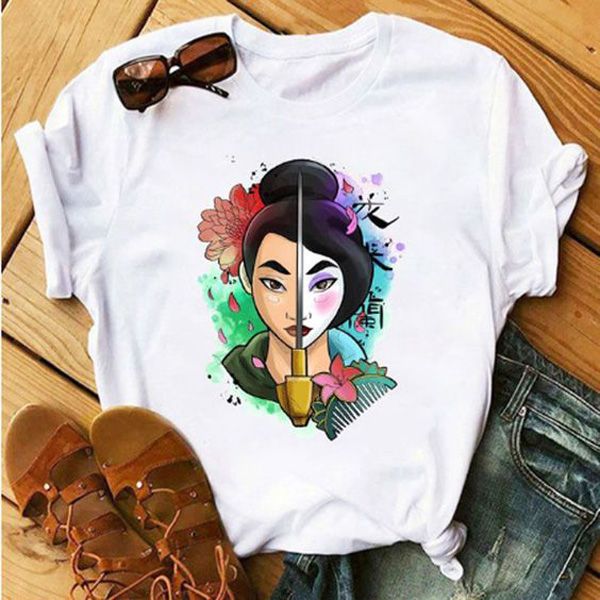 Aowof-camiseta de princesa mulan harajuku para mujer, ropa chica, top ulzzang, calle,