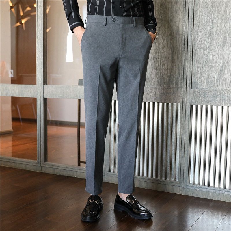 Plus Size 42 British Style Autumn New Business Formal Wear Suit Pants Men Clothing ple Slim Fit Casual Office Trousers Dress