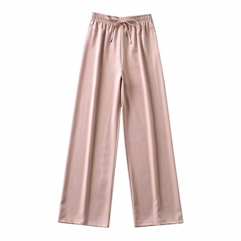 Fashion Women Summer Cool Wide Leg Pants Trousers Pockets Buttons Office Lady Pants Pantalon 2T10