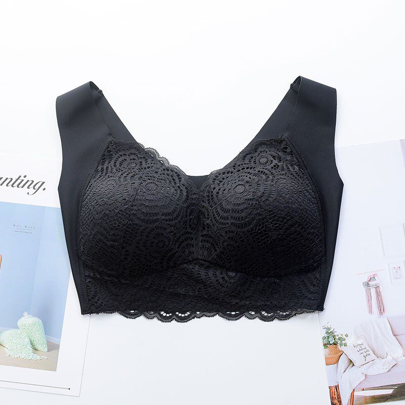 Wire Free Lace Bras for Women Plus Size Vest Lingeries Thin Cup Brassiere   Push Up Bra Lace Front Women Bralette