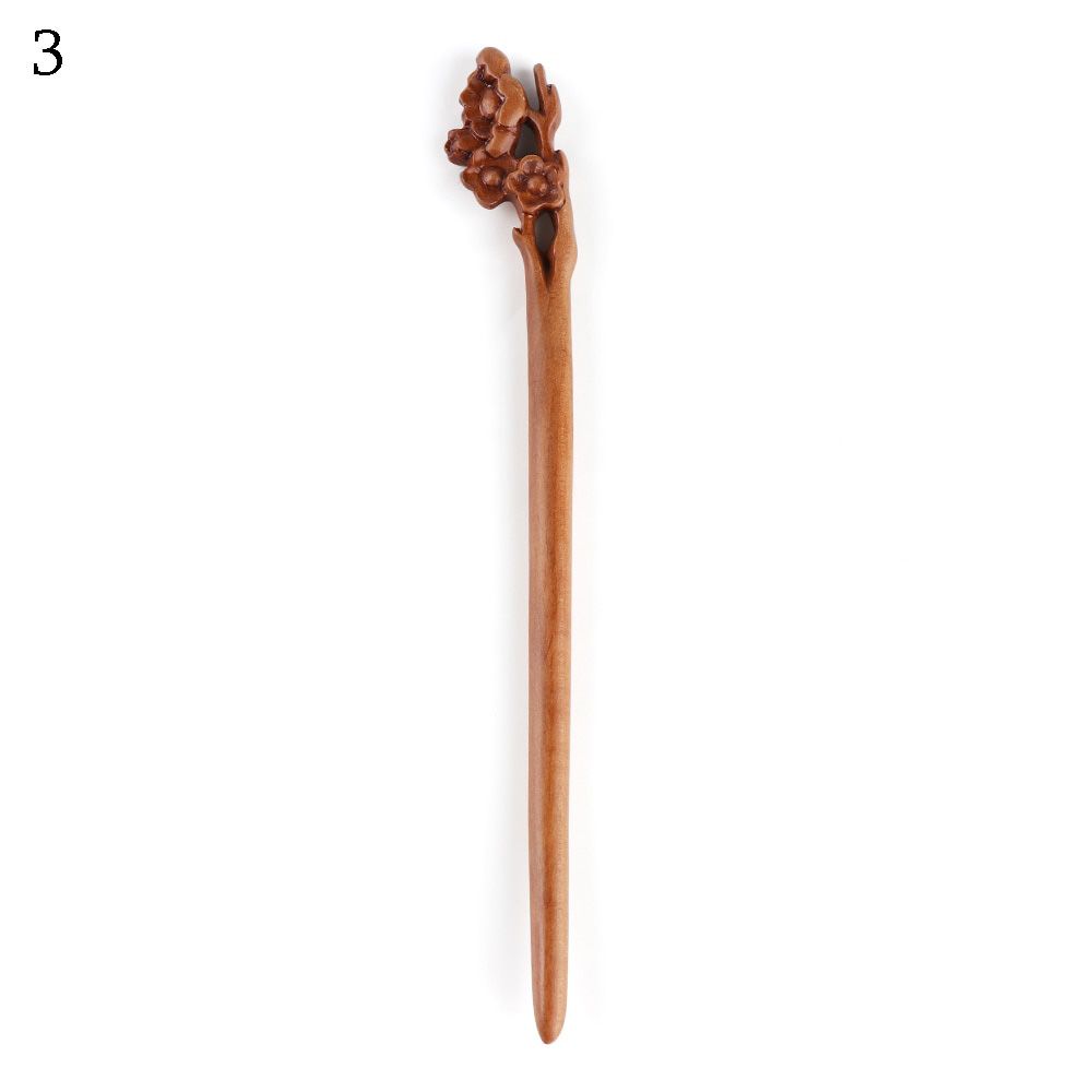 Handmade Wooden Carved Chopstick Hair Stick Pin for Women Lady Retro Ethnic Wood Hair Stick Fashion Hair Accessories 4 style