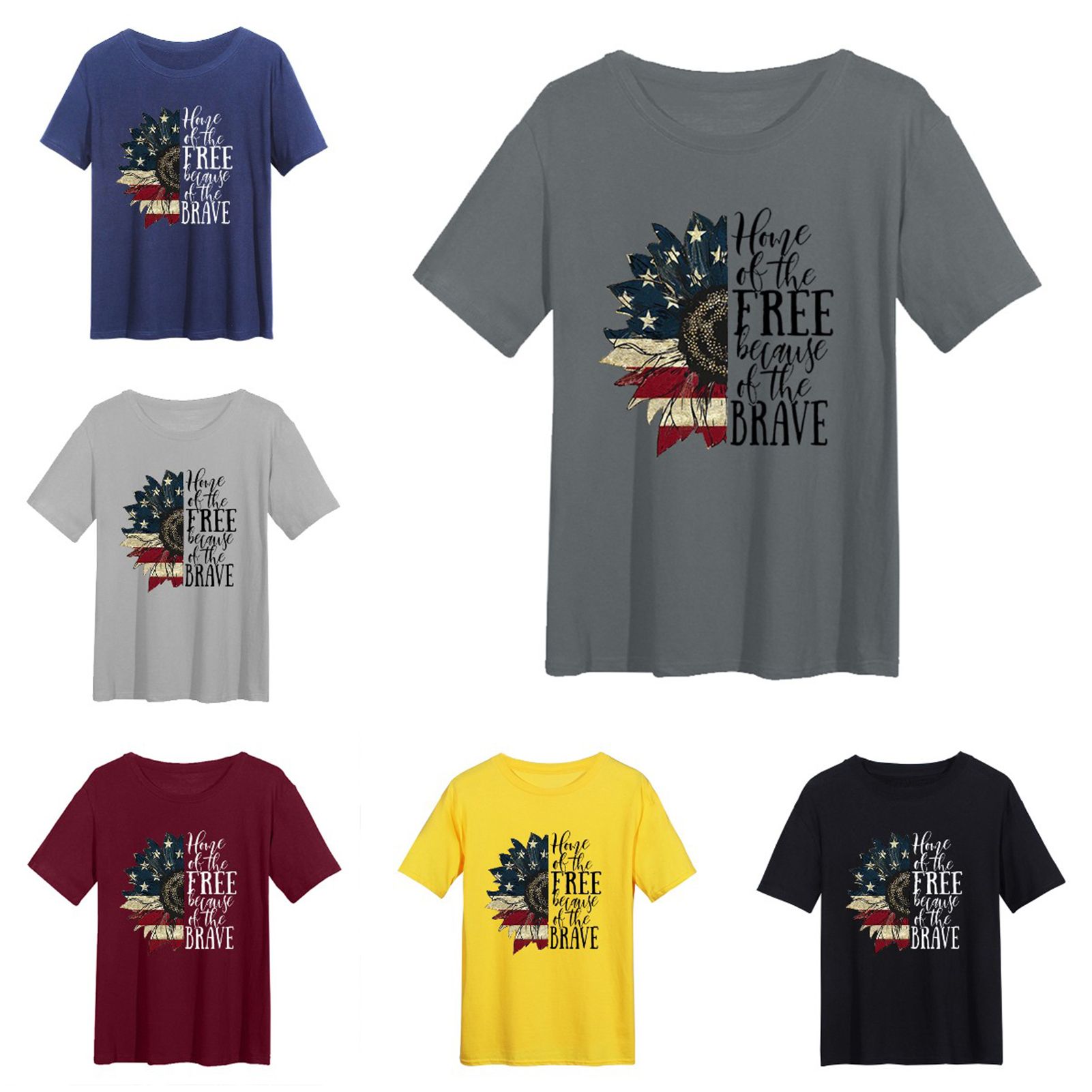 Women Top Attrtive O-neck Printed Sunflower Women T-shirt Clothes