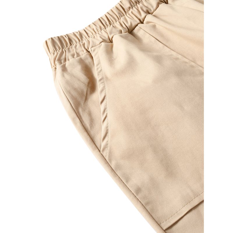 Women's Casual Cargo Pants, Elastic Waist Solid Color Workout Jogger Pants with Pockets