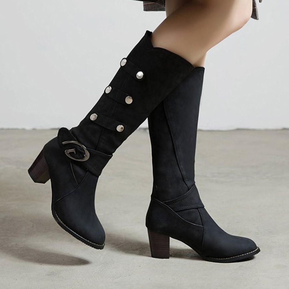 korean fashion boots for women ladies Knee High Boots Women's Fashion ScrubHigh Heel Winter Warm Snow Boots Shoe