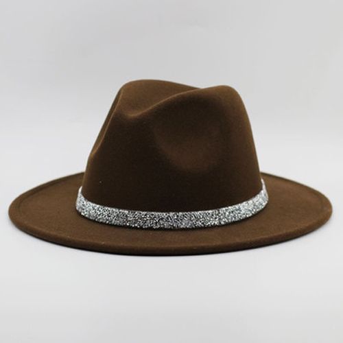 60cm Blue Fedora Hat Women's Woolen Top Hat Fall/Winter Outdoor Men's Jazz Hat Color-blocking Big Brim Hat