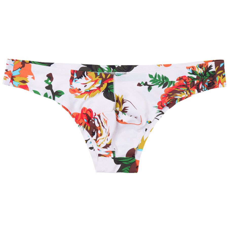 4 Men Sexy Style Smooth Soft Printed Men's Thin Underpants Man Low Waist  Ice Silk Briefs Seamless 817