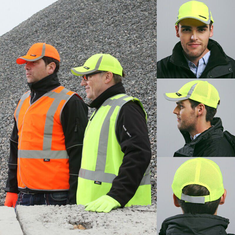 Adjustable Outdoor Reflective Baseball Hat Work Wear Structured Safety Head Protection Hat Fluorescent Orange Yellow 2019
