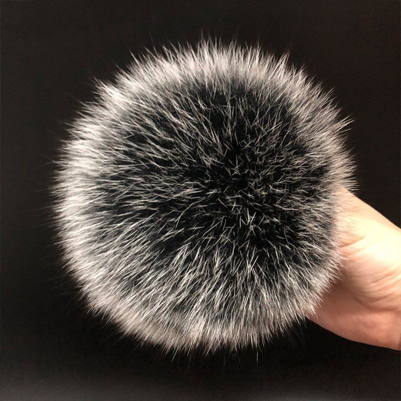Fluffy Fox Fur Pompoms with Button 13-15cm DIY Fur Pom Poms Balls Natural Fur Pompon For Scarves Hats Accessories
