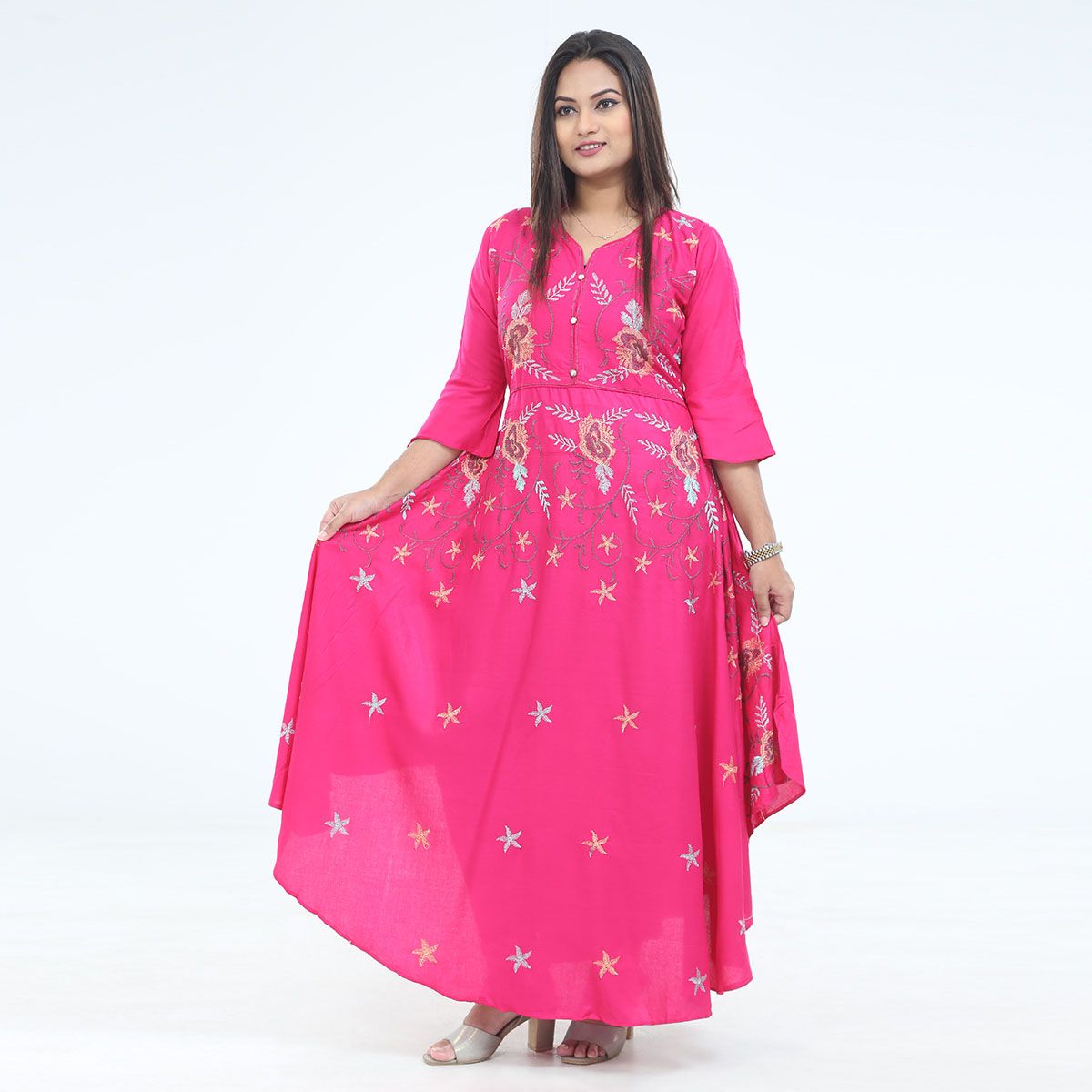 New Exclusive embroidery ground  Kurtis For Stylish Women (one pc)