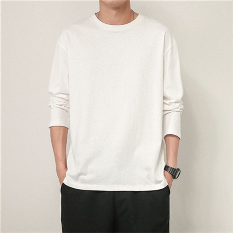 100% Cotton Brand Quality Men's T-shirt Solid Color Dress Up Man Long sleeves Pure Color Women t shirt T-shirts For Male Tops