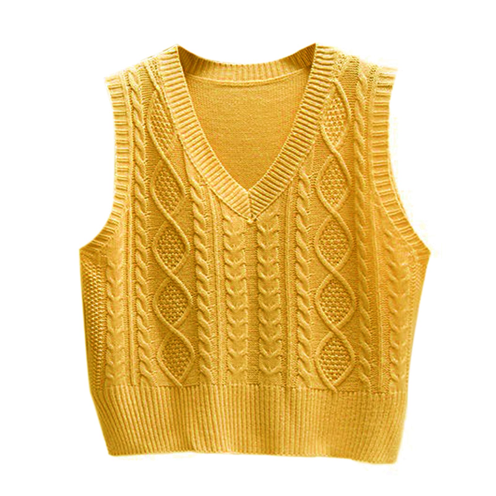 Knitted Waistcoat Pure Color V-Neck Lady Sweater Vest