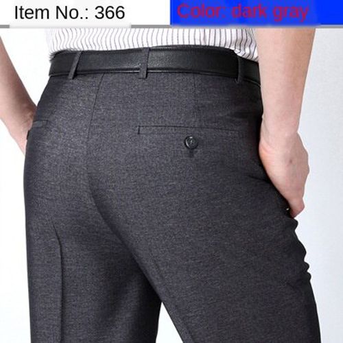 Double Pleated Men Suit Pants High Waist Straight Loose Office Formal Dress Trouser for Man Black Gray Big Size 40 42 44