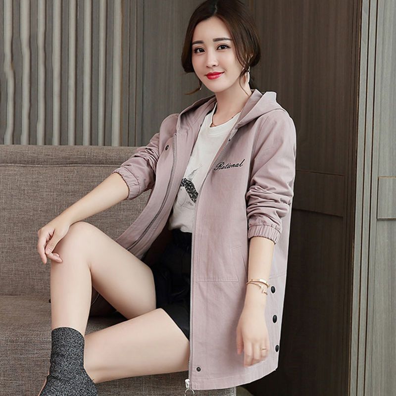 Women's Hooded Jacket New Autumn Winter Causal Loose Female Windbreaker Basic Coat Pocket Zipper Lightweight Jacket Outwear