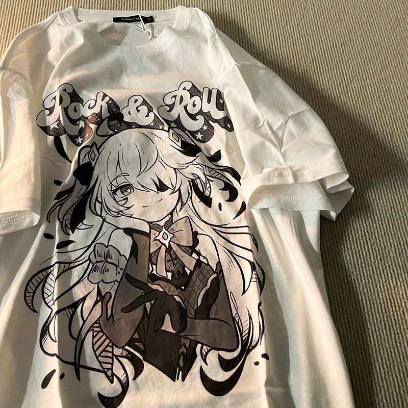 harajuku T Shirt Aesthetic Gothic Punk cartoon Short Sleeve O-Neck Tops Women dropshipping summer loose oversize street clothes