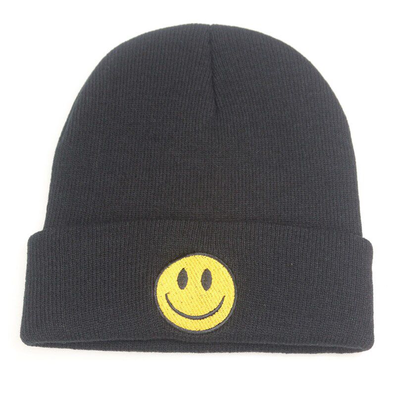 Smile Pattern Winter Beanies Hats for Women, Pink Black Skully Warm Hats Sombrero Gorros Hombre