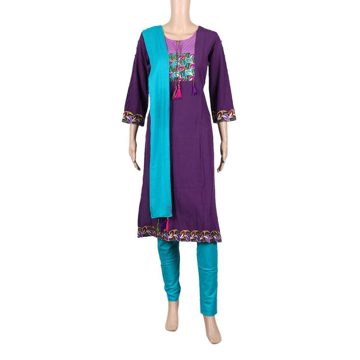 China Cashmilon Fabric Fashionable Smart Looking Gorgios Uncommon Unique Design Screen Print Multi-Color Salwer Kameez Dopatta