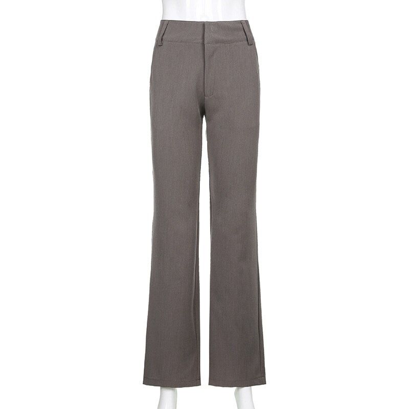 Indie Aesthetics Low Waist Brown Pants Streetwear Vintage Slim Flare Pants 90s Fashion Outfits Casual Long Trousers