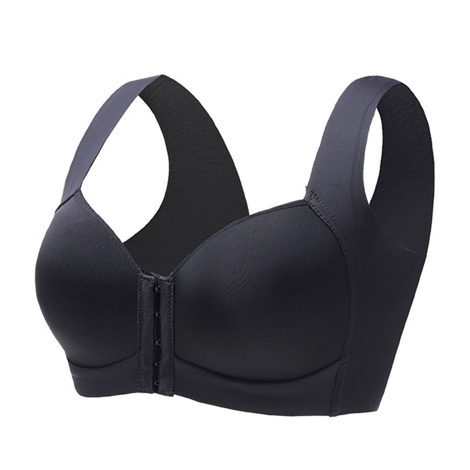Women Bra Wide Shoulder Straps Solid Color Full Cup Fitness Bra