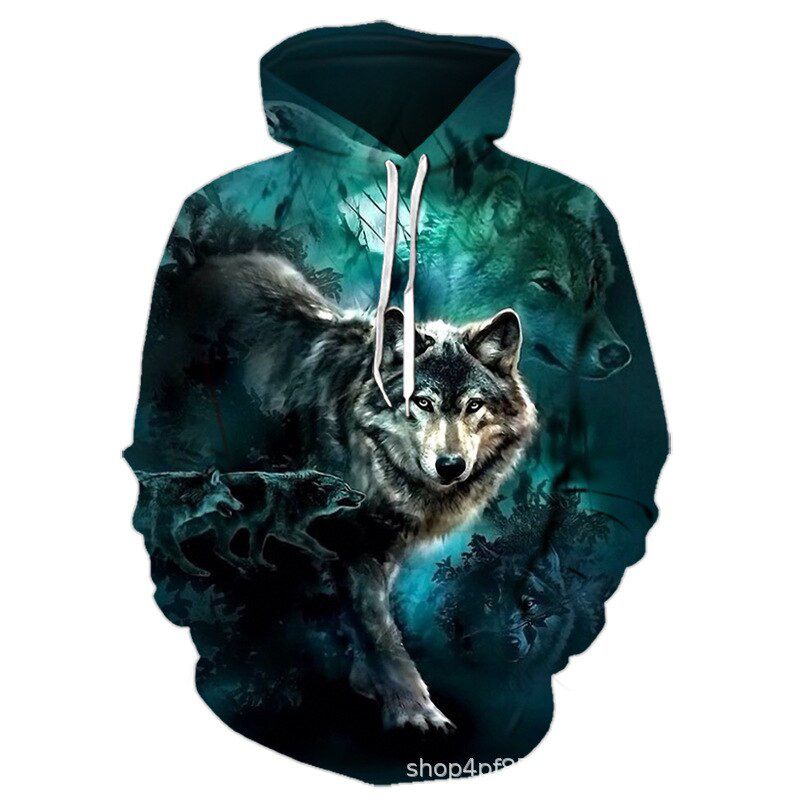 Arrival Fashion Mens Hoodies 3D Wolf Printed Loose Fit Autumn Sweatshirt for Men Streetwear Hoody Funny Hoodie Brand