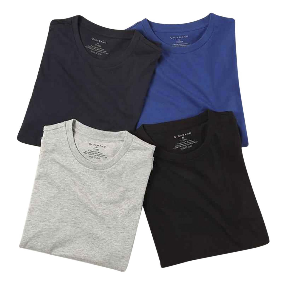 Solid Color Pack of 4 Combo Round Neck T-Shirt for Man