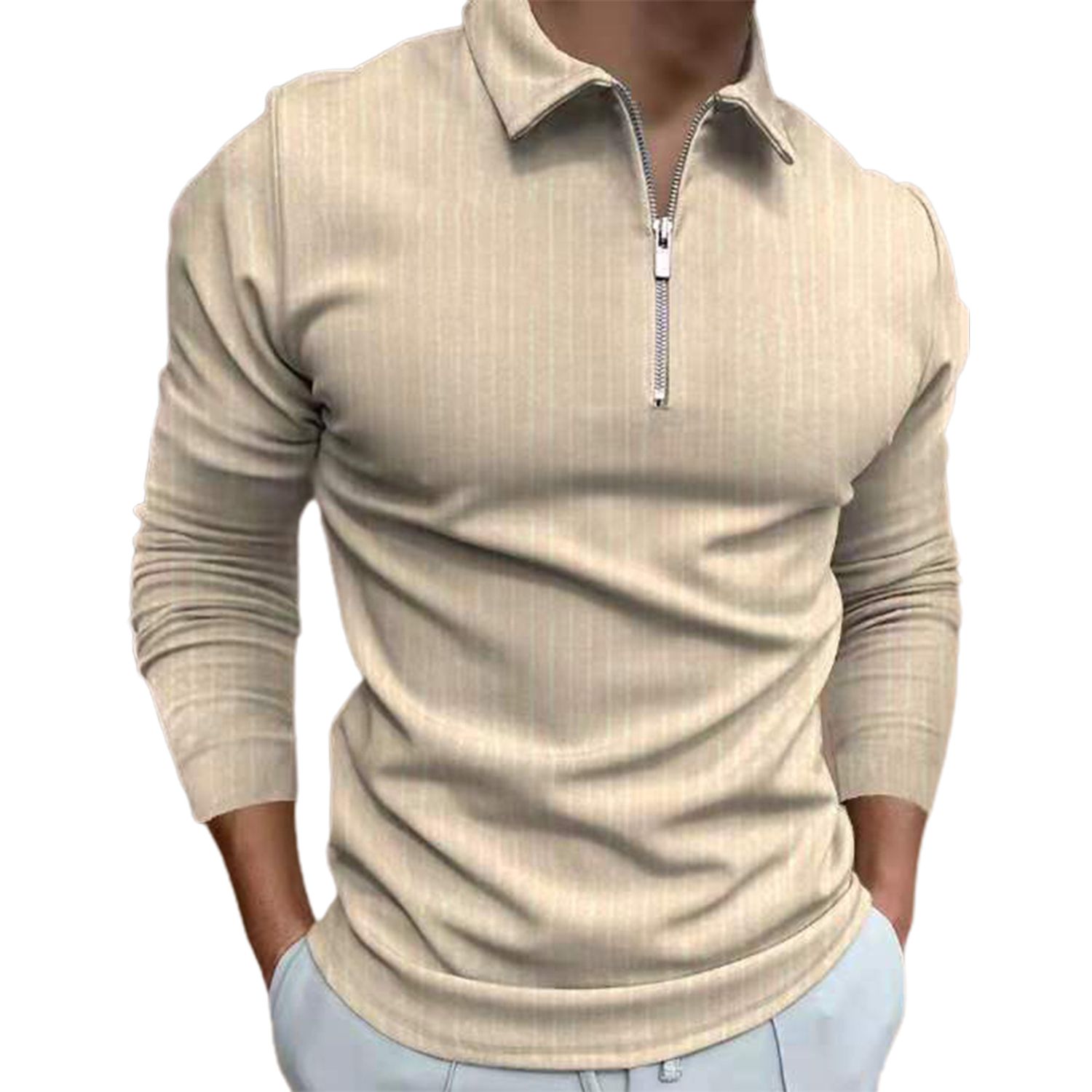 Men Top Turn-down Collar Vertical Stripe Fashion Men Shirt