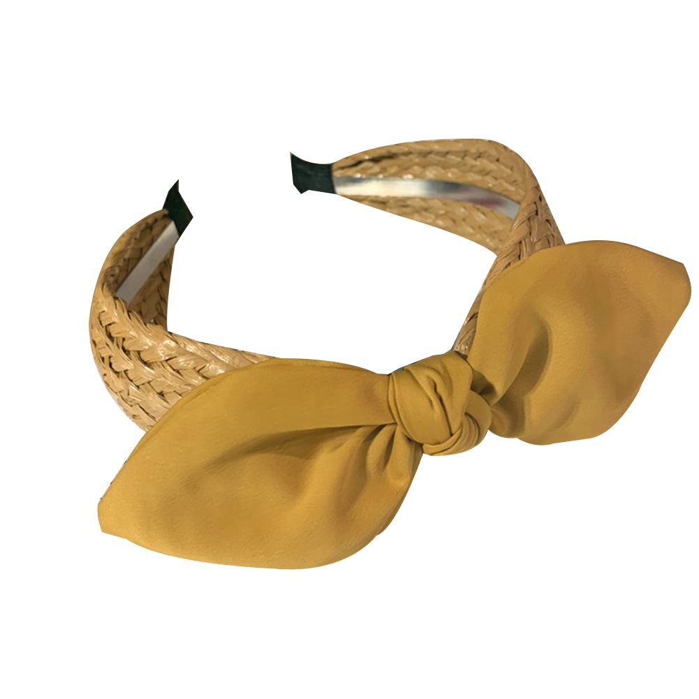 Fashion Women Knotted Bow Straw Headband Hairband Hair Hoop Headwear Accessory