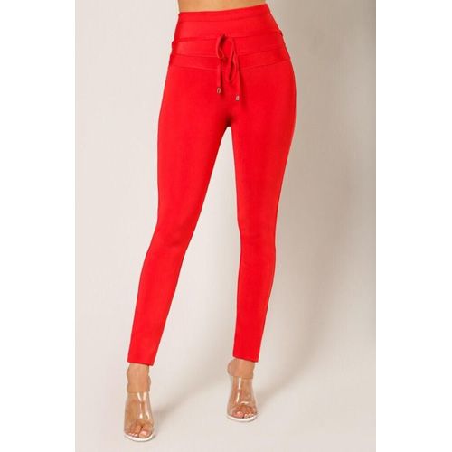 Pants For Women Fashion Bandage Casual High Waist Tie Trousers Pencil Party Bodycon Elegant Long Vestidos Dobanmbd