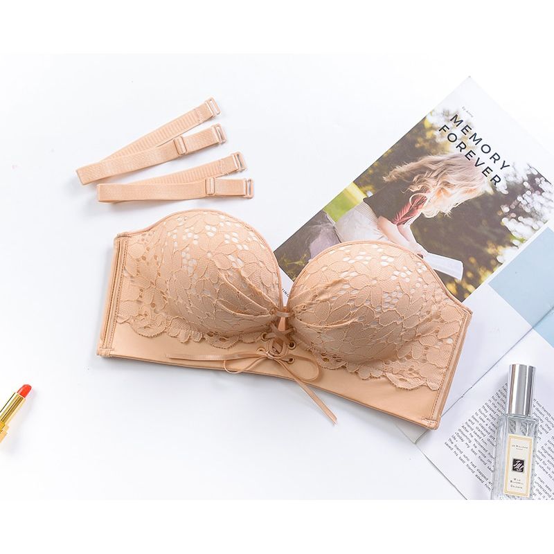 Women Underwear Bralette Push Up Bra Wire Free Invisible Bra Top Strapless Lace Lingerie Seamless Non-slip Brassiere