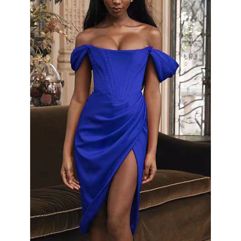 High Quality Satin Bodycon Dress Women Party Dress 2021 s White Midi Bodycon Dress Celebrity Evening Club Dress