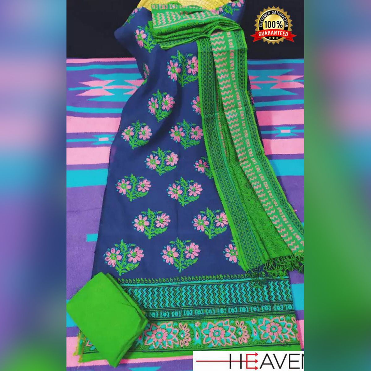 Cotton Unstitched Kameez & Salwar Three Pcs for Women
