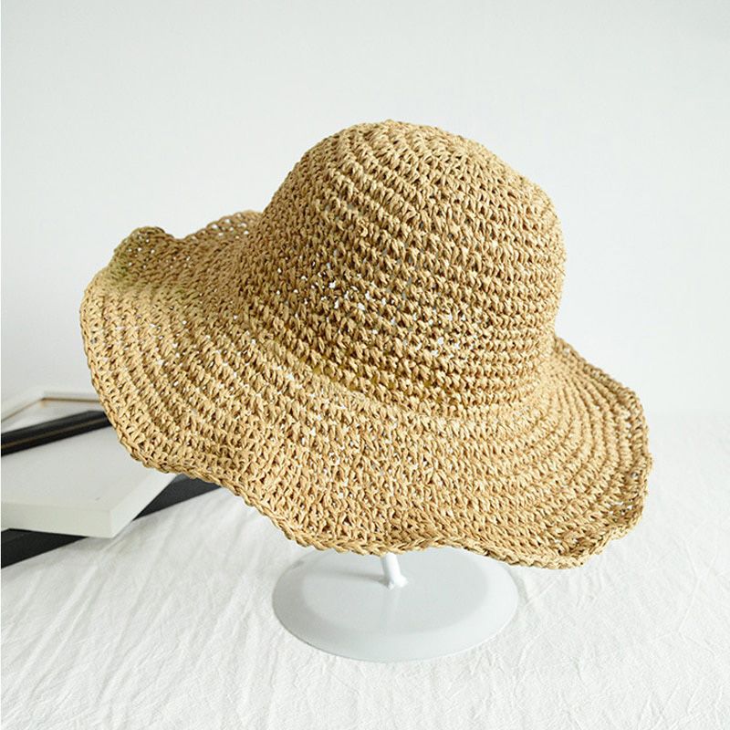 Versatile foldable straw hat female summer travel sunscreen hat Korean holiday cool hat Beach Hat trendy man