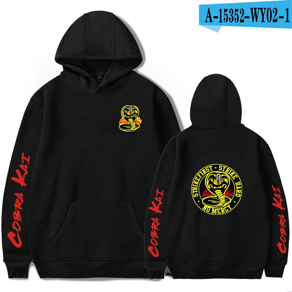 Black Hoodie COBRA KAI Hoodies Men Women Sweatshirts Harajuku  Hop Hooded COBRA KAI boys girls Casual pular pullovers